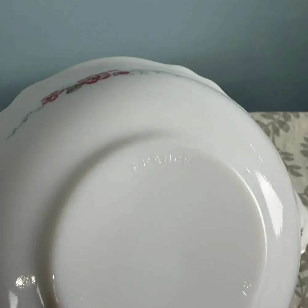 Vintage Arcopal Florentine Bowls Set of 3 Pink Floral French Opal Glass 6¼